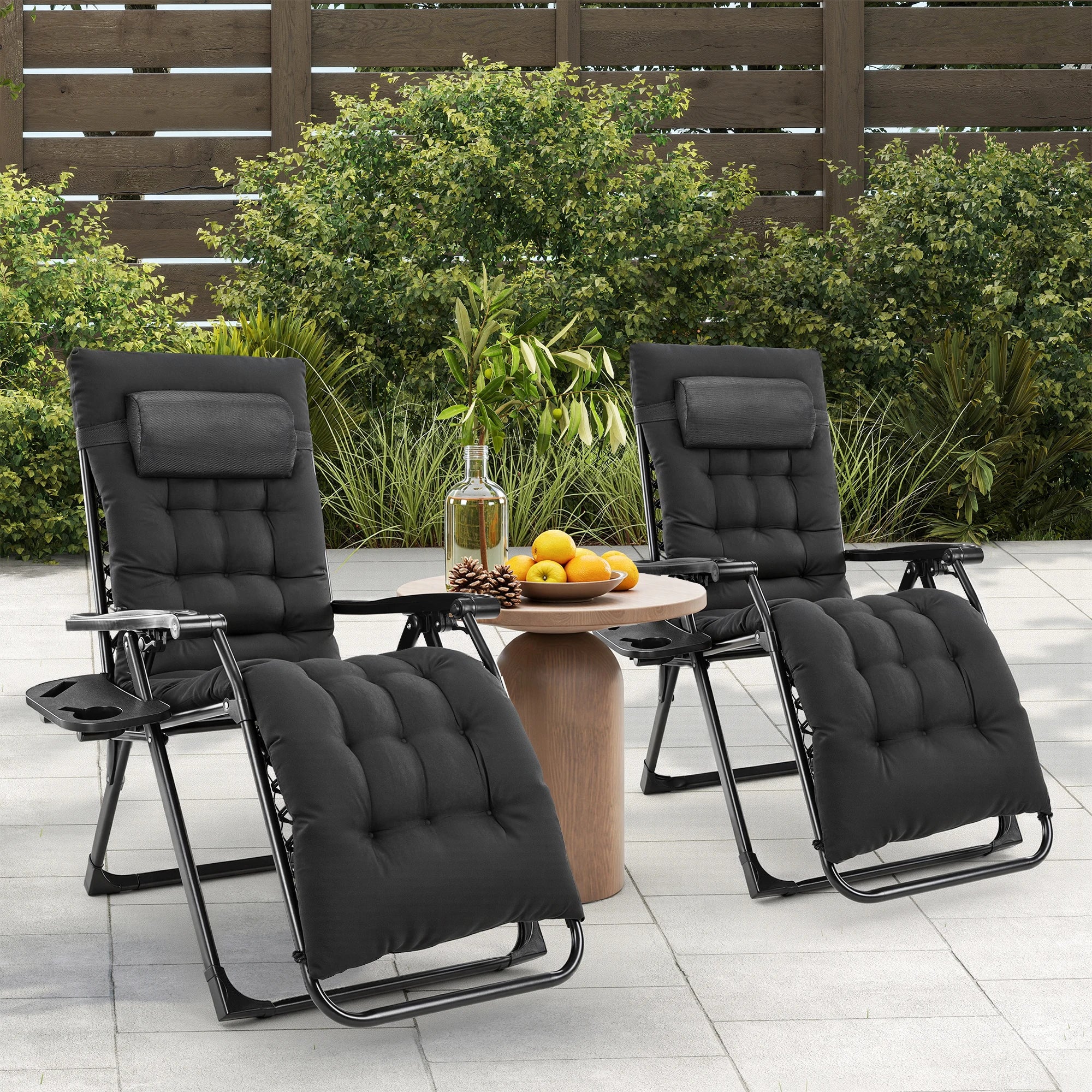 Zero Gravity Recliner/ Camping/ Patio Lounge Chair/ Folding/ Portable with Cup Holder Trays Removable Cushion For Outdoor Garden