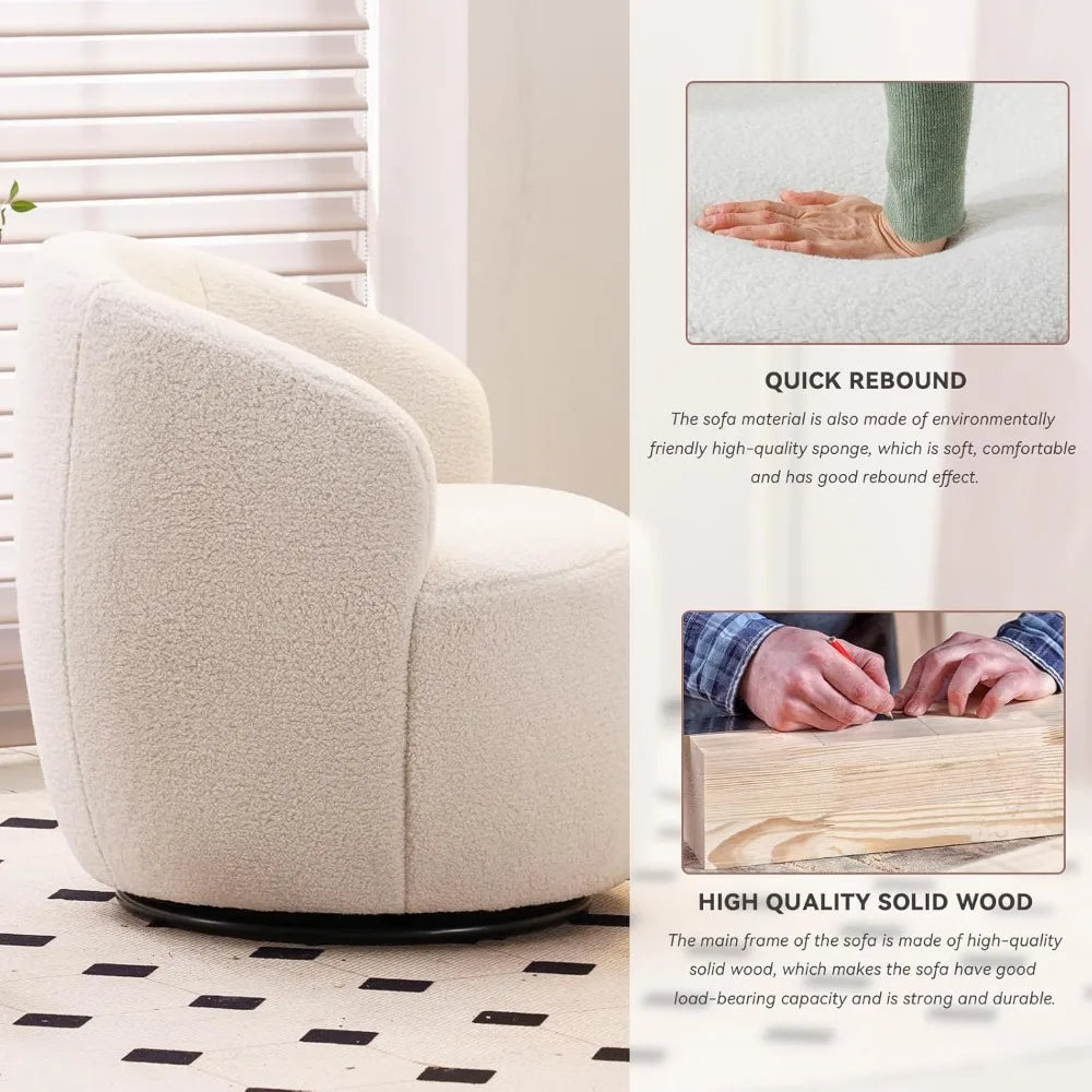 Swivel Barrel Chair, 360° Small Single Sofa Armchair Comfy
