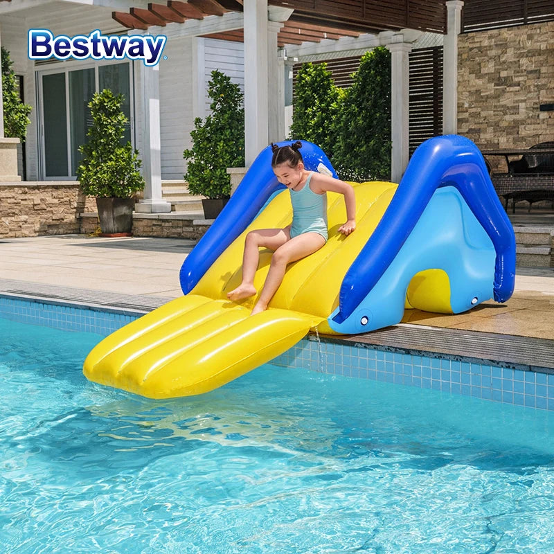 Inflatable Pool Water Slide/ Poolside Water Slide with Built-in Sprinkler 2.47 m x 1.24 m x 1.00 m