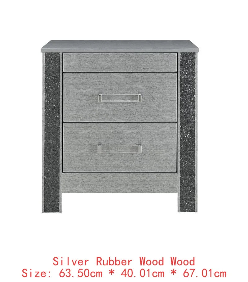 King 5PC Modern Bedroom Set - Silver Finish