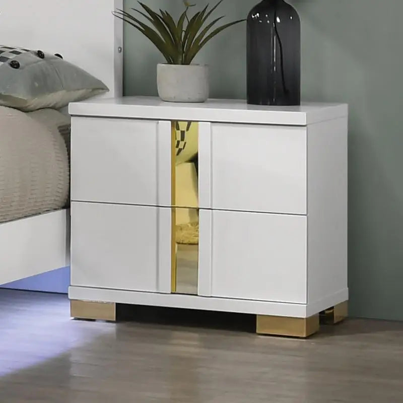 Modern 3-Piece Bedroom Set, Full Size Bed with LED, 2 Nightstands, Mattress Ready Furniture, Acrylic Trim Design