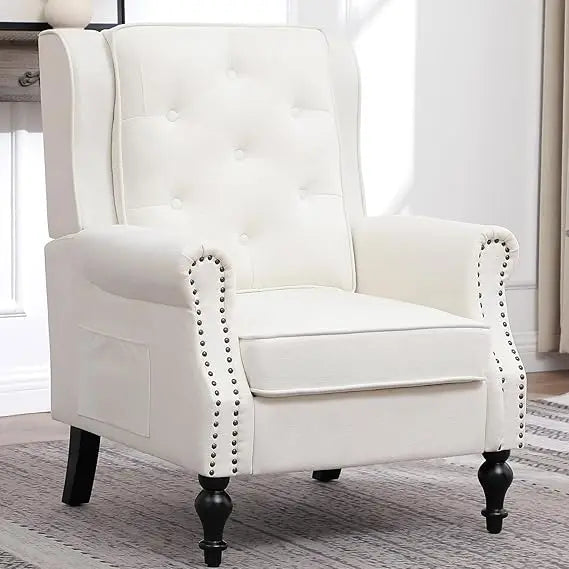 Accent Chair for Living Room, Mid Century Modern Wingback Armchair with High Back, Leather Upholstered Arm Chair