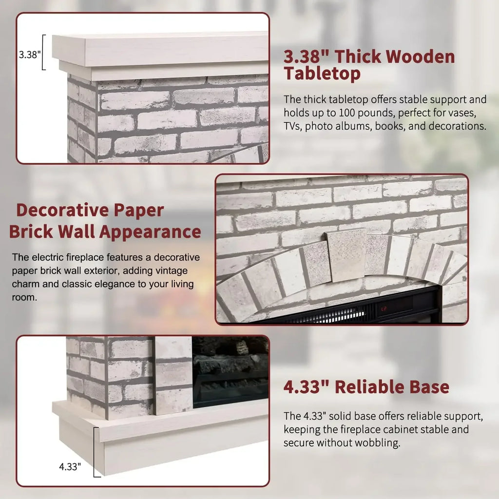 Farmhouse Electric Fireplace with Mantel, 42" Fireplace TV Stand with 23'' Freestanding Electric Fireplace Heater,Remote Control