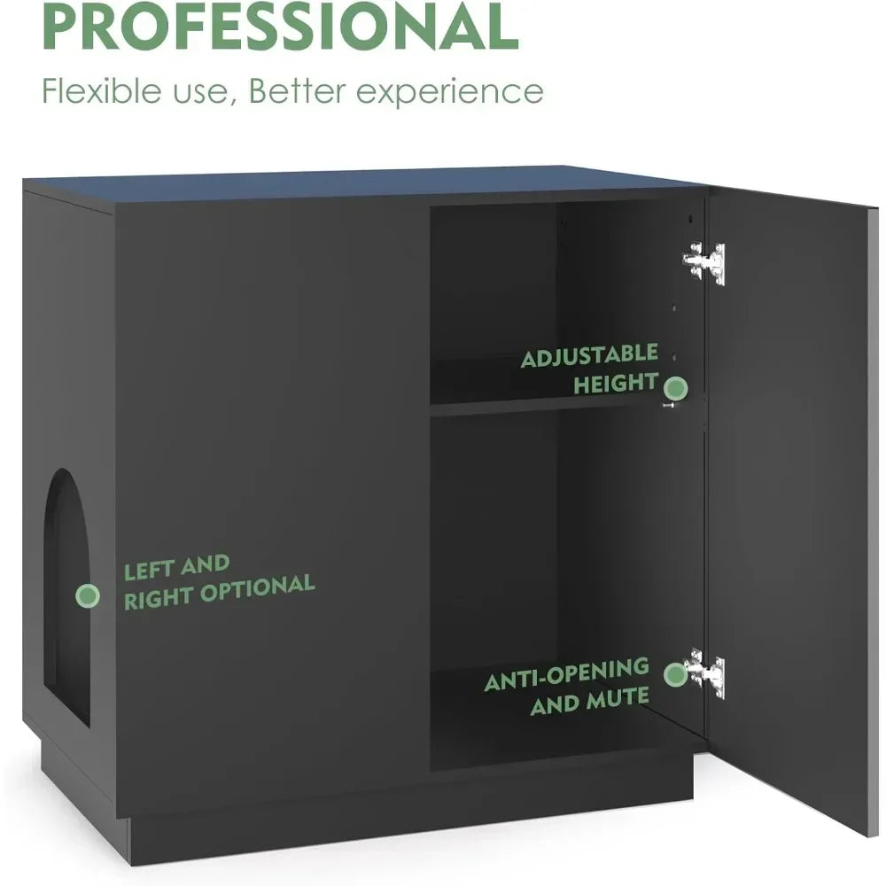 Large/Tall Litter Box Enclosure, Modern Wooden Litter Box Furniture for XL Litterbox with Hidden Storage as Sideboard Cabinet