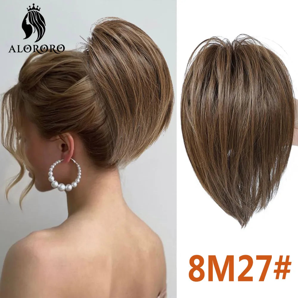 Synthetic Claw Clip Hair Bun Straight Chignon Bun Ponytail Hair Extensions Tousled Updo Hair Buns Claw Clip Ponytail Hairpice