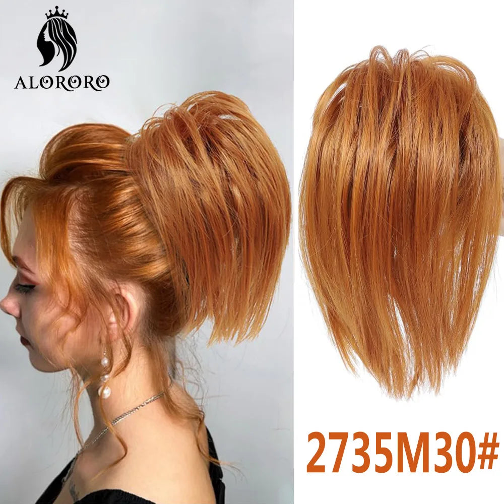 Synthetic Claw Clip Hair Bun Straight Chignon Bun Ponytail Hair Extensions Tousled Updo Hair Buns Claw Clip Ponytail Hairpice