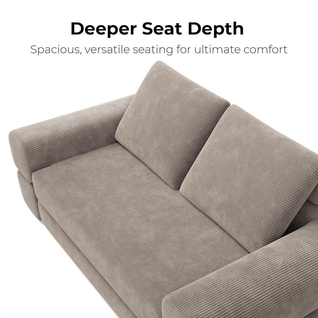Convertible Sleeper Sofa Bed Floor Sofa 3-in-1 No Assembly, Foldable Mattress with Corduroy Upholstery Green, Dark Grey