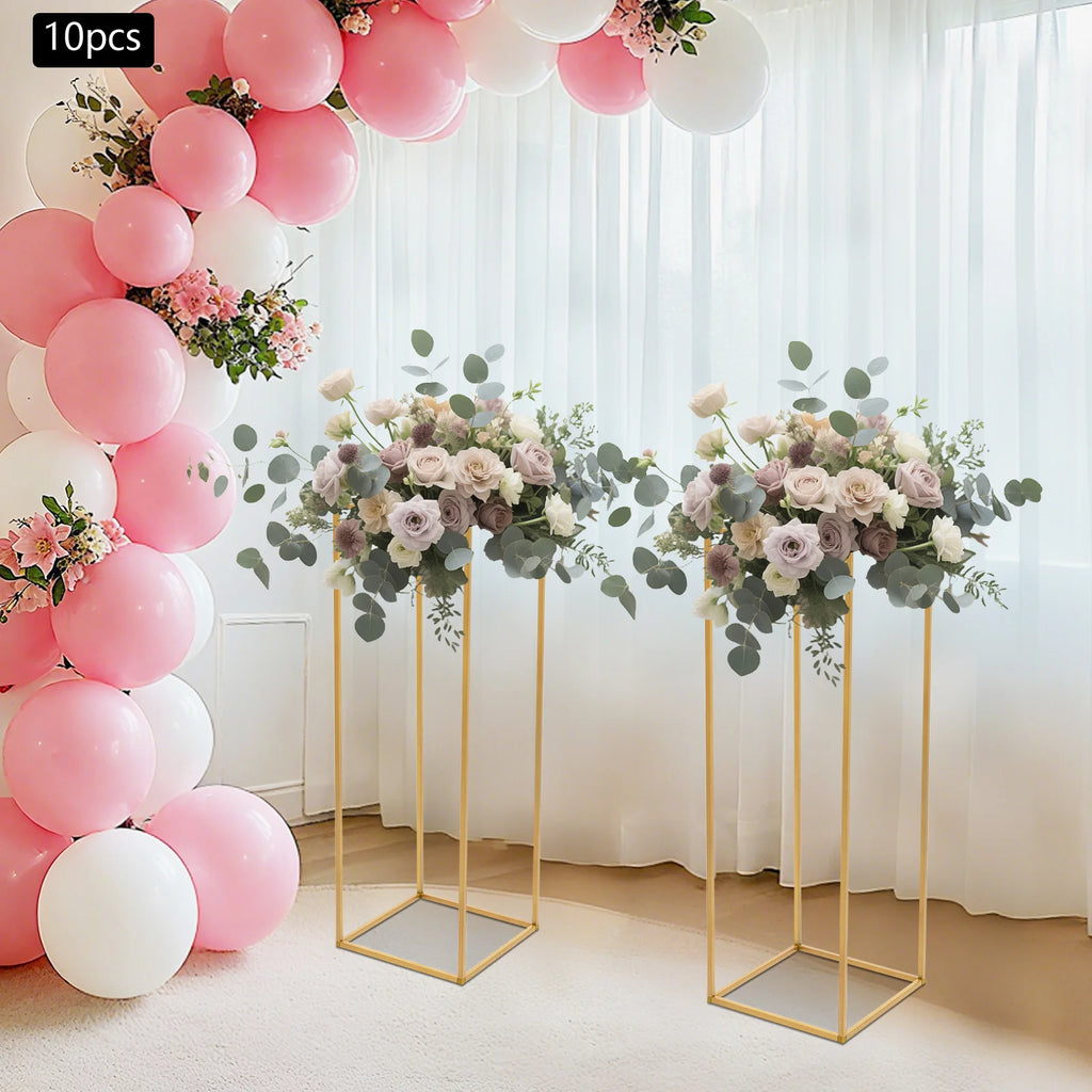 Elegant 10-Piece Metal Flower Vase Set - Gold Wedding Flower Stand & Centerpiece for Tables, Perfect for Party, Event, or Home Decor