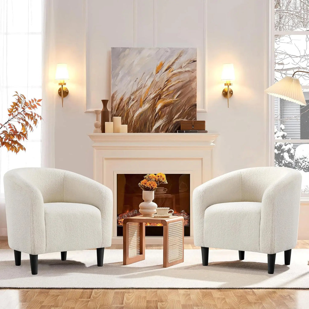Barrel Chairs, Furry Accent Chairs, Sherpa Chairs with Soft Padded Armrest, Fuzzy Club Chairs for Living Room, Bedroom, Waiting Room