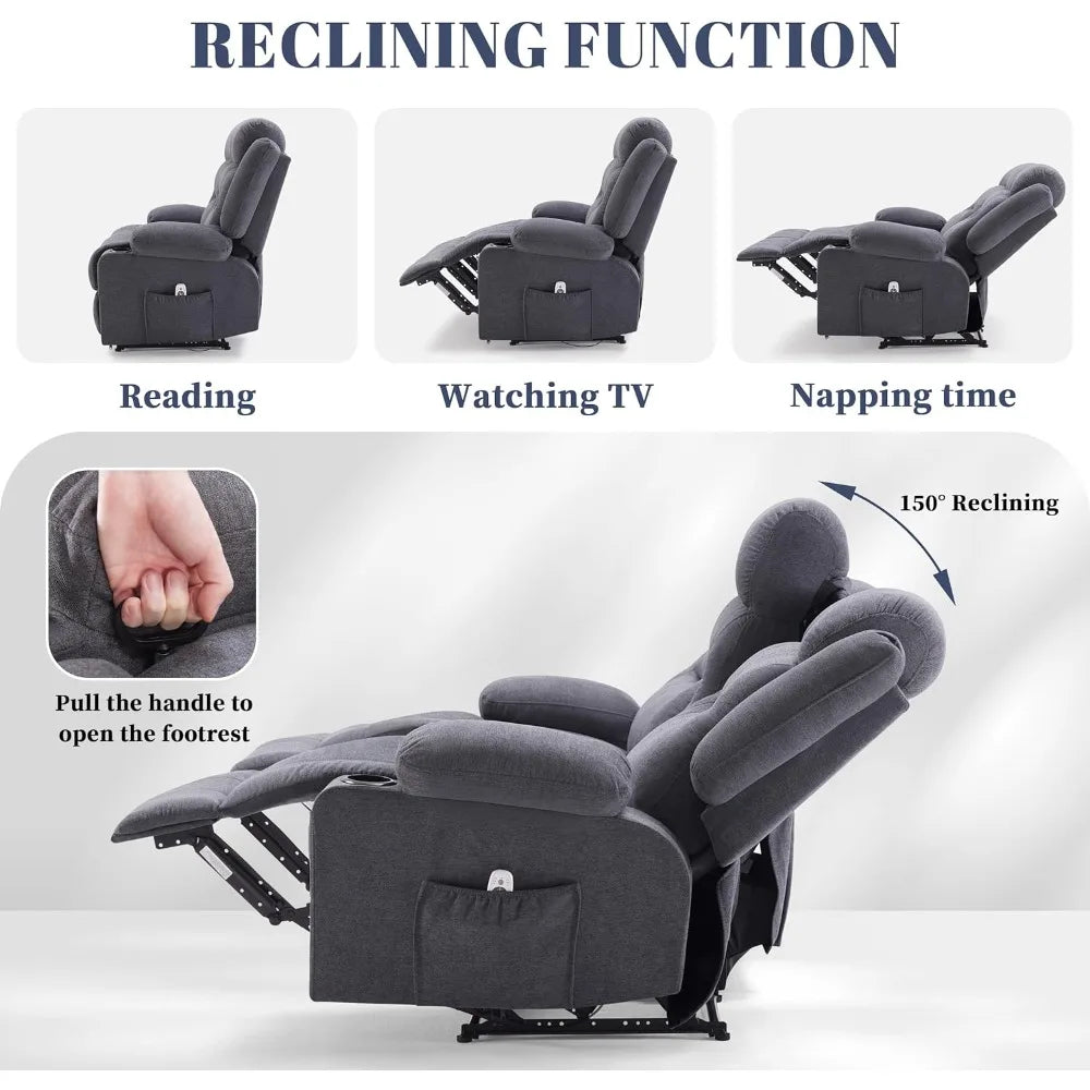 Spacious Two-Person Reclining Loveseat with Heating and Massage, Compact Recliner Sofa with Drink Holders and USB Charging