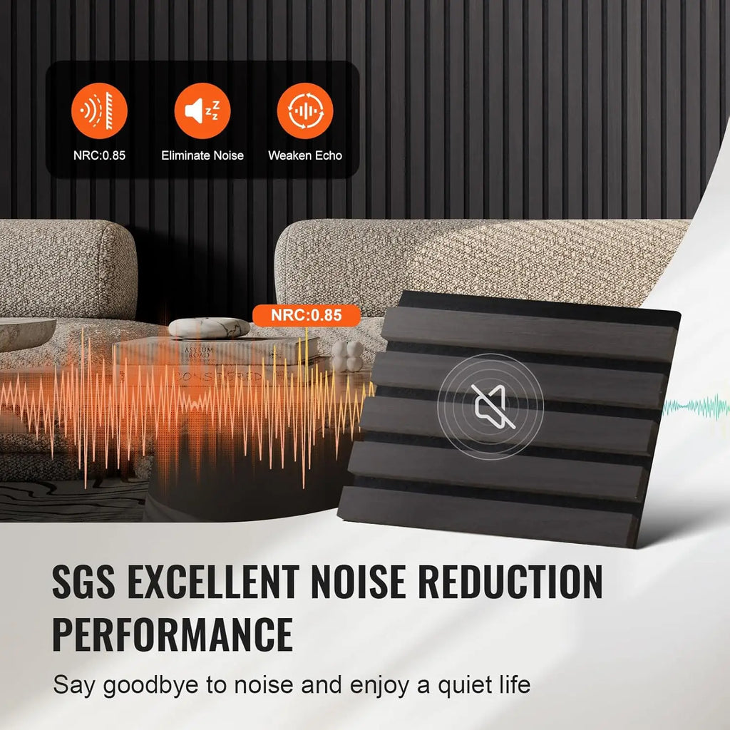 4-Piece Wood Slat Acoustic Panels, 7.9 x 94.5 Inches, MDF Decorative Wooden Wall Panels for Contemporary Interiors