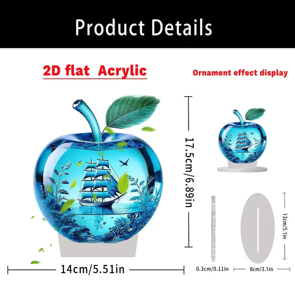 Clear Apple Collectible Figurines Crafts/ Crystal Apple Figurine Paperweight Home/ Office Handmade Statue Ornament Decoration
