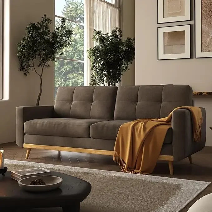 Mid Century Modern Loveseat Sofa Button Tufted Upholstered Small Couch for Living Room Bedroom Decor