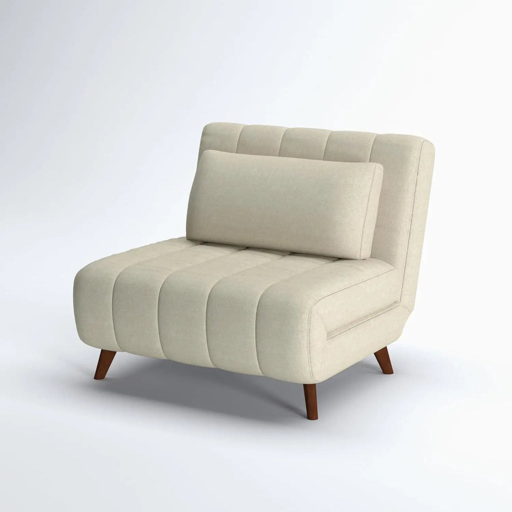 40" W Convertible Futon Chair with Matching Pillow(s) for Small Space Living Room and Apartment (Springfield, Beige)