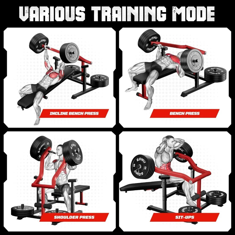 Adjustable Flat Incline Bench Press Machine with Independent Arms for Home Gym Chest & AB Workout