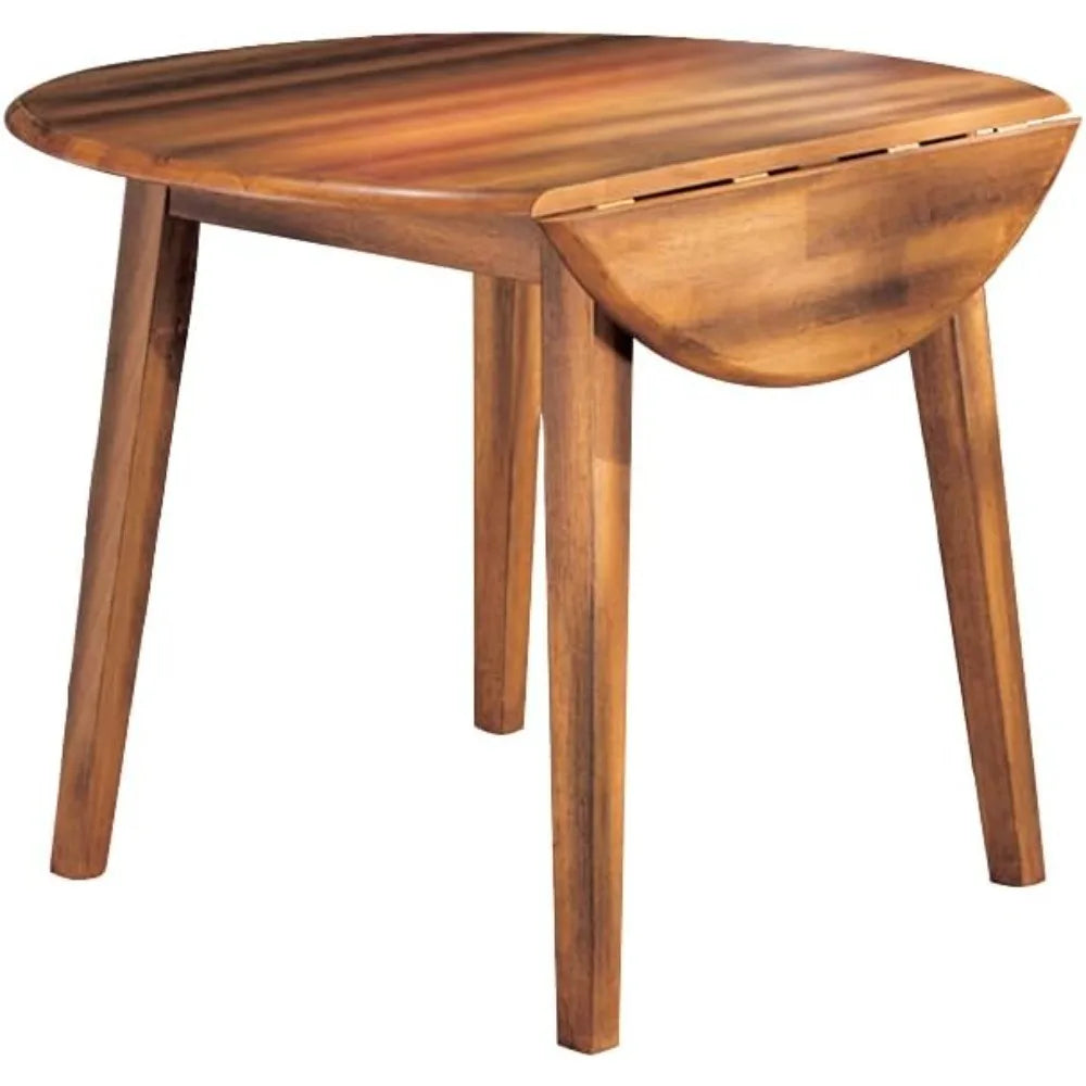 Berringer Dining Room Round Drop Leaf Table, Rustic Brown
