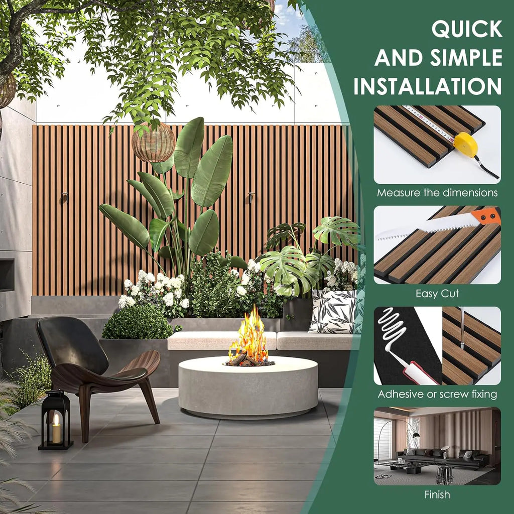 4-Piece Wood Slat Acoustic Panels for Stylish Decor - 94.5" x 7.87" Wood Wall Panels, 3D Wood Slat Wall Panel