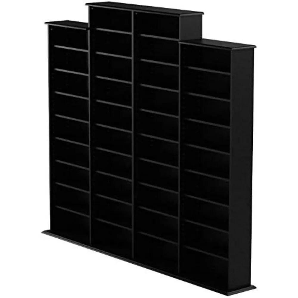 Black Tall 4-Column Media Storage Cabinet, 73.5 Wide