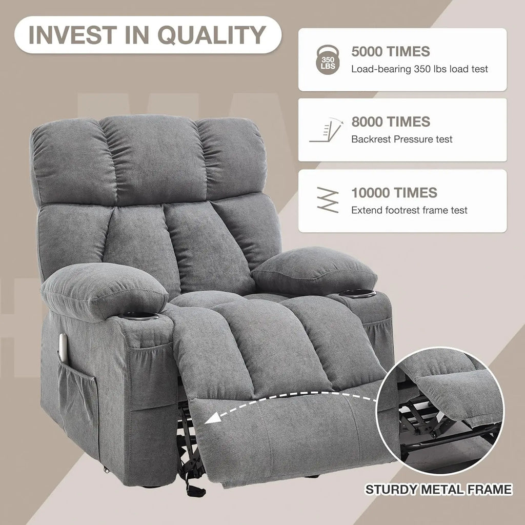 Massage Rocker Recliner Chair with Heat and Vibration, Ergonomic Rocking Lounge Chair , Comfy Overstuffed Recliner