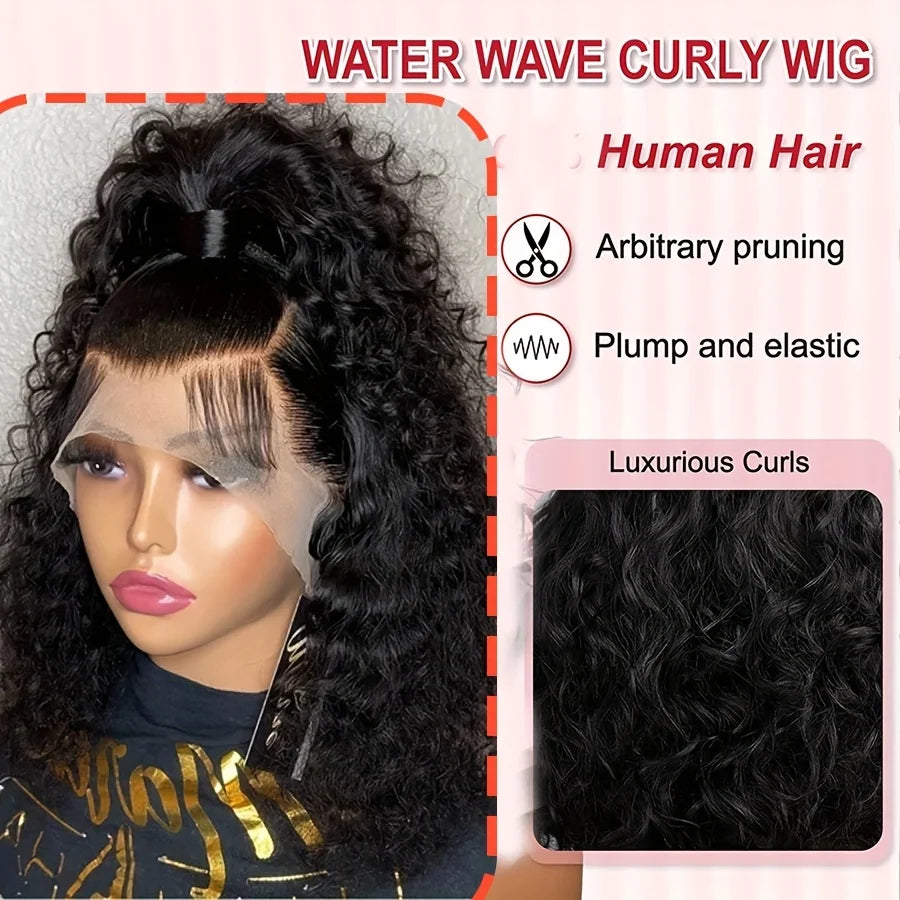 Deep Wave BOB Wig Human Hair 13x4 HD Curly Lace Front Wigs Human Hair Pre Plucked Wear And Go Glueless Short Curly Frontal BOB