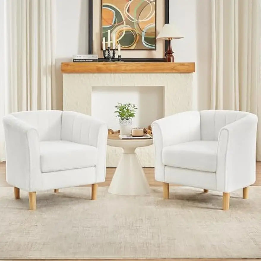Plush Teddy Fabric Armchair with Back Support, Club Chair with Soft Padded Seat, Space-Saving Design for Office, Living Room
