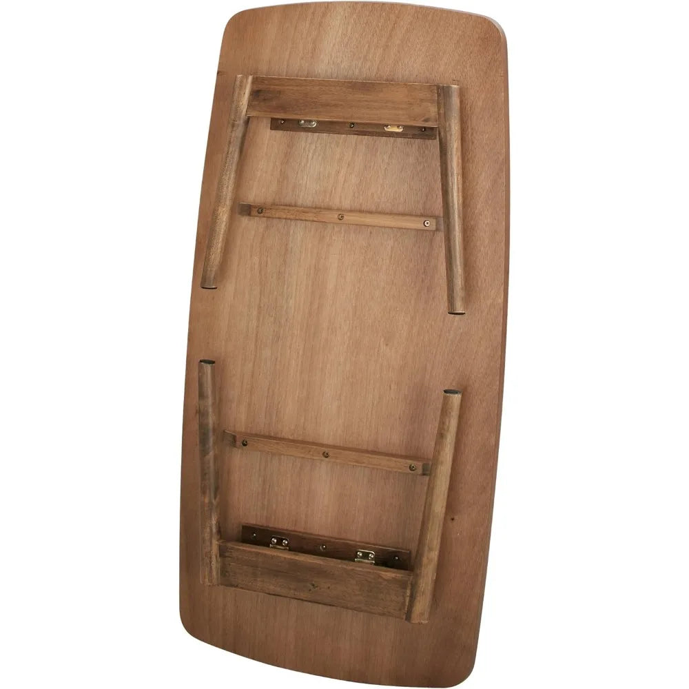 Folding Legs Table W41.3 x D20.5 x H14.0 Inches Natural Walnut and Rubber Wood Material Home and Living Coffee Table