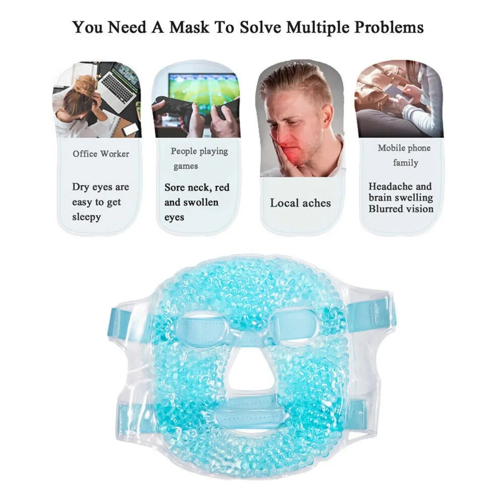 Full Face Therapy Mask with Gel Beads - Hot/Cold Compress & Reusable