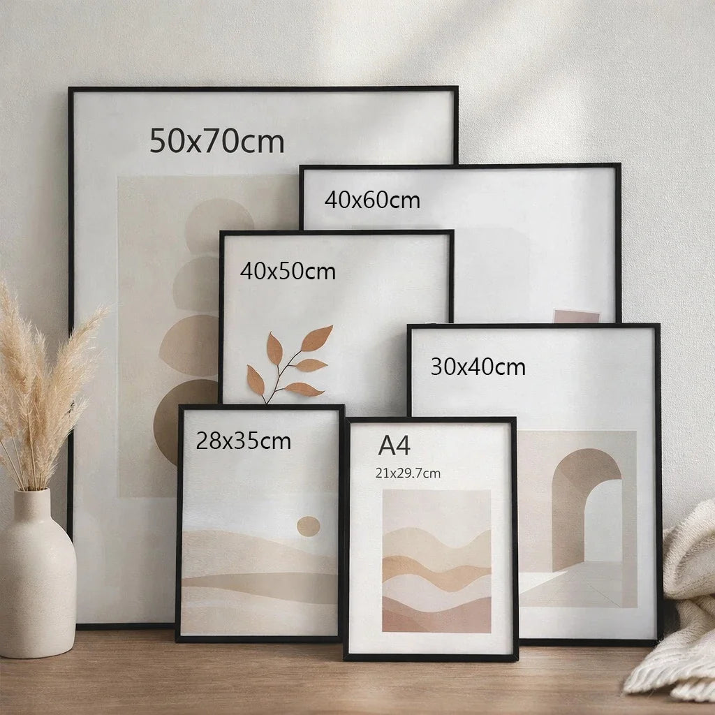 3pcs 30x40cm 40x60cm 50x70cm Modern Black Aluminum Picture Frames With Mat For Wall Art Canvas Print Poster Display, Minimalist Gallery Wall Frame For Living Room Bedroom Office Home Decor, Lightweight Easy Mounting Photo Fra