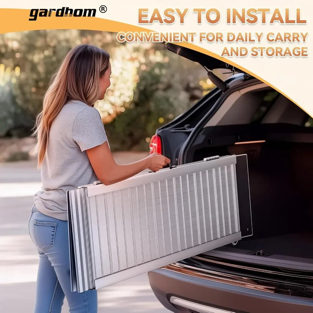 Customizable Wheelchair Ramp 4FT,  800 LBS Aluminum Portable Folding Handicap Ramp/ Wheel Chair Ramp/ Threshold Door