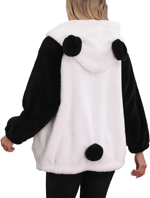 Fluffy Kawaii Bunny/Bear Hoodie Ears&Tail Animal Top/ Cute Rabbit Zip Jacket Winter Women/ Girl Sweet Sweater Coat