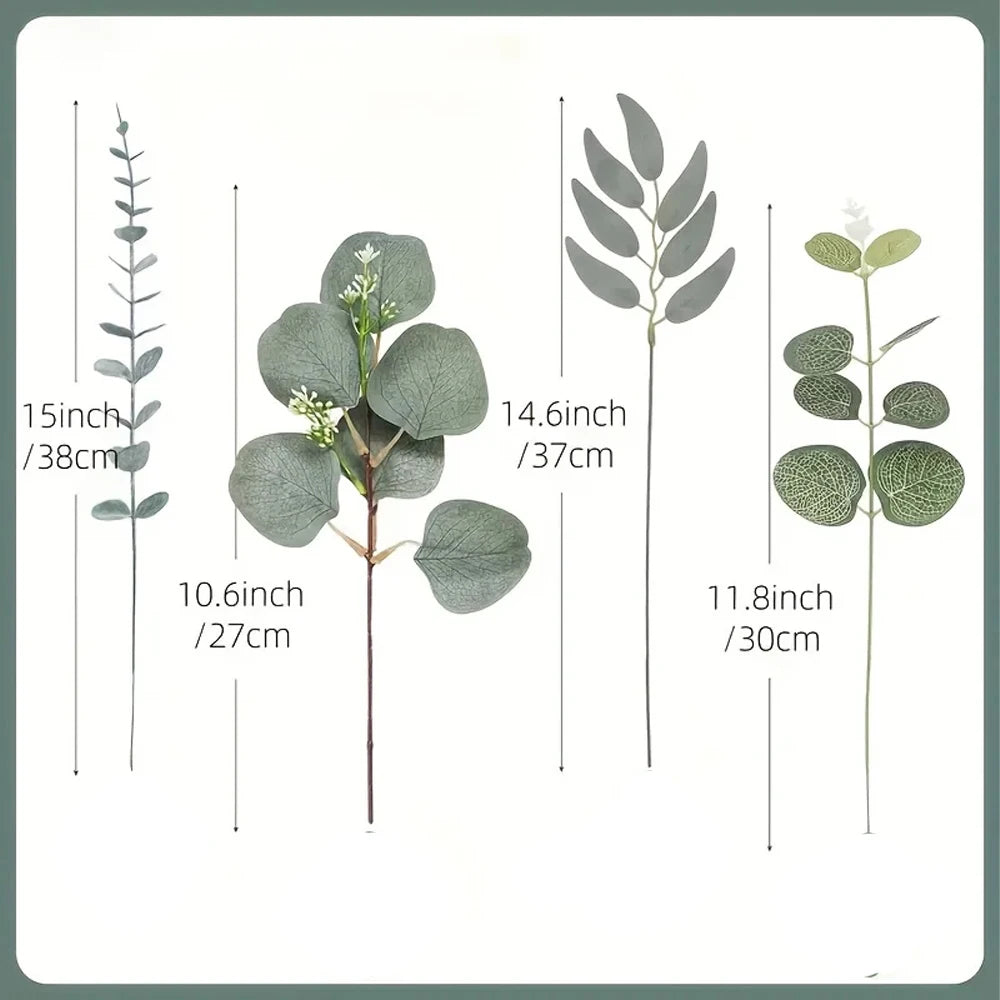 50/90PCS Artificial Flowers Bouquets Mixed Eucalyptus Leaves Willow Silver Eucalyptus Cuttings for Wedding Floral DIY Home Decor