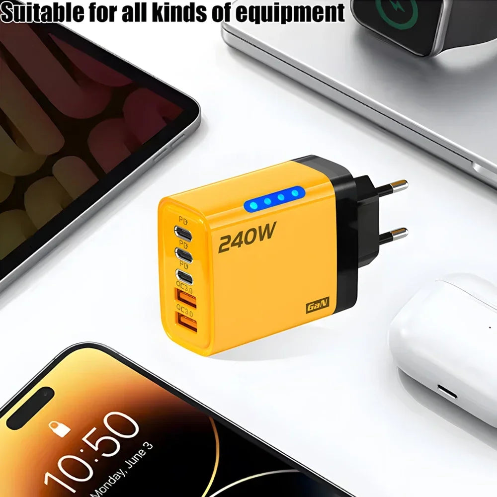 5 Ports/ USB/ C/ PD Charger/ Quick Charge 3.0 Type C/ USB Phone Chargers/ Fast Charging Adapter For iPhone 16 15/ Samsung