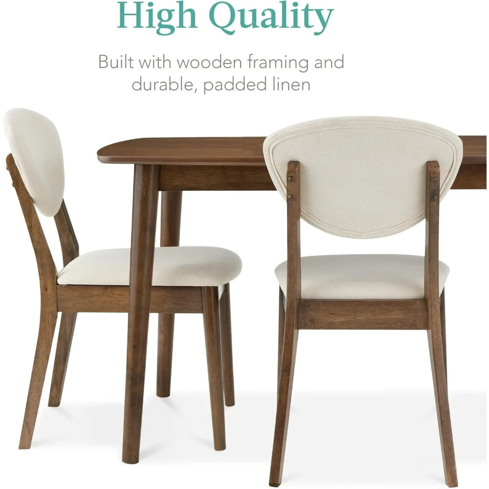 Mid-Century Modern 5-Piece Dining Set: Compact Table and 4 Padded Chairs for Home or Apartment