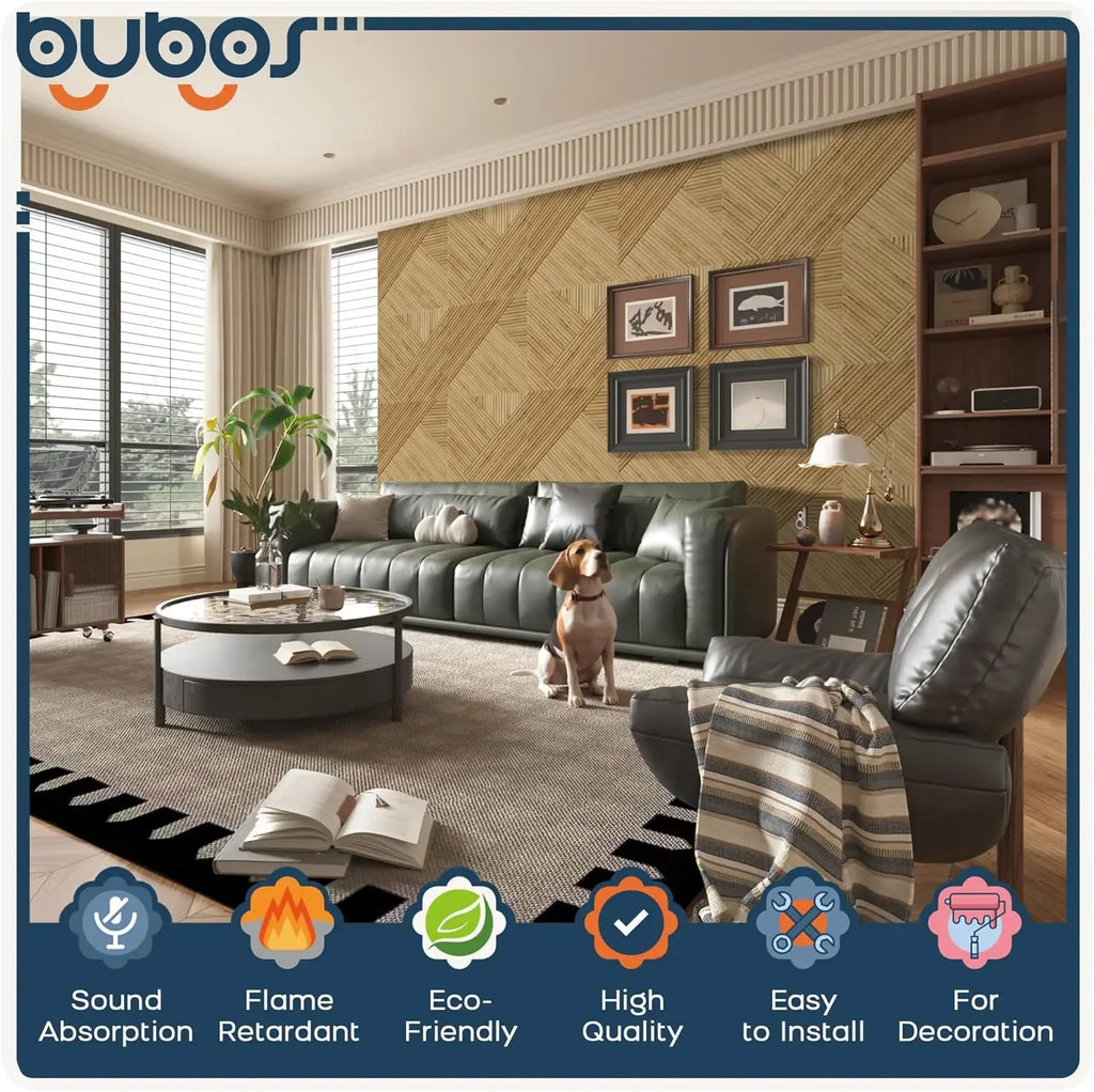 Large Acoustic Panels, 6 Pack Wood-Pattern Printing Soundproof Wall Panels, Total Size 70.8 x 47.2" Self-Adhesive