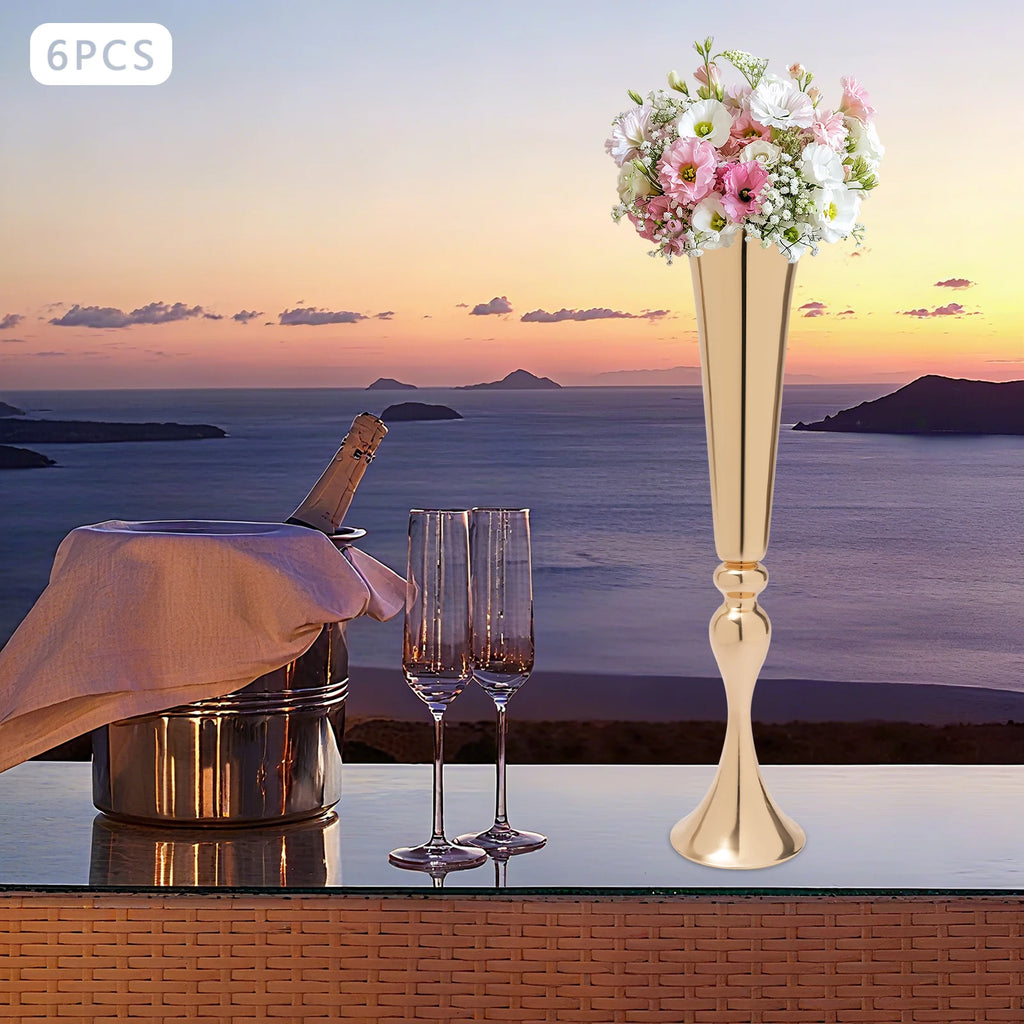 Metal Trumpet Vases, Flower Vase, Metal Table Centerpieces for Wedding Party/ Banquet Decor