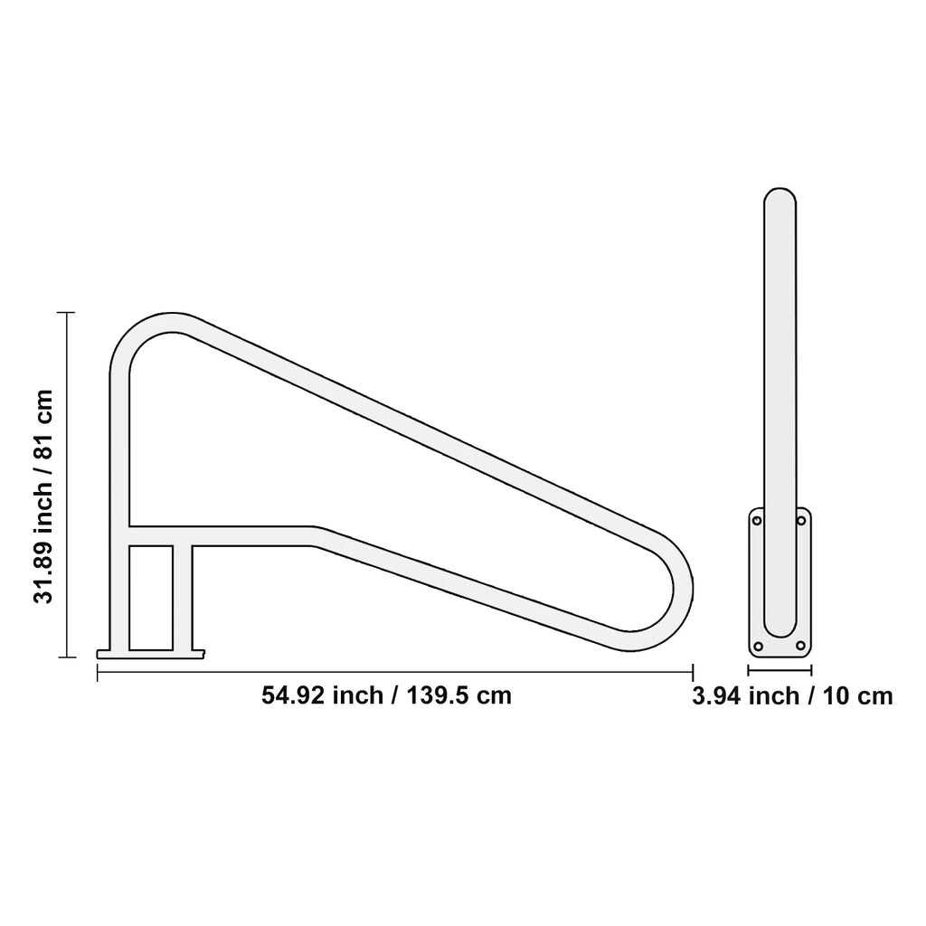 Pool Handrail Stainless Steel with Base Plate for Indoor/Outdoor Swimming Pool Safety Railing w/ Grip Cover for Decks