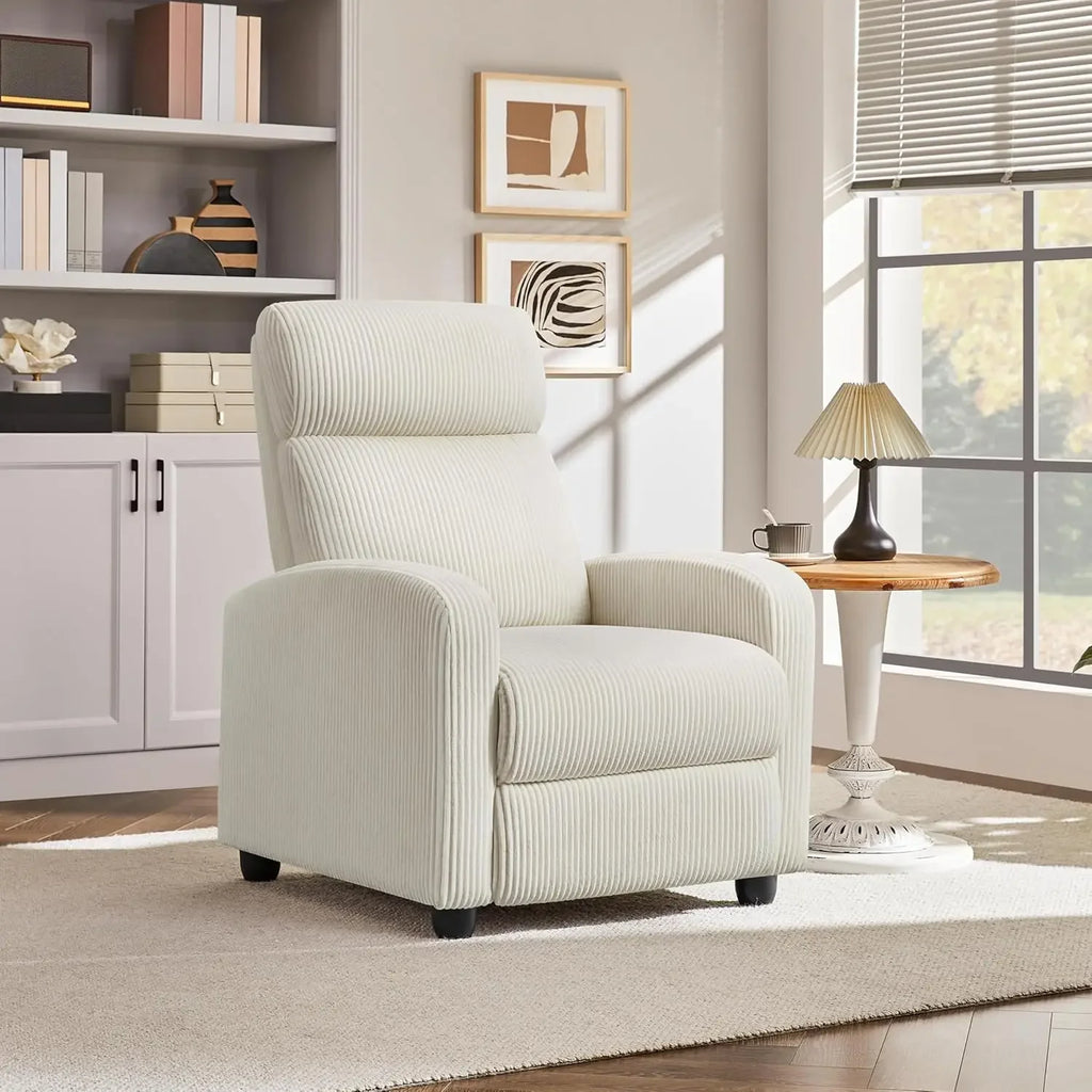 Corduroy Recliner Chair Single Sofa Home Theater Seating Adjustable Modern Reclining Chair for Living Room Bedroom Home Theater