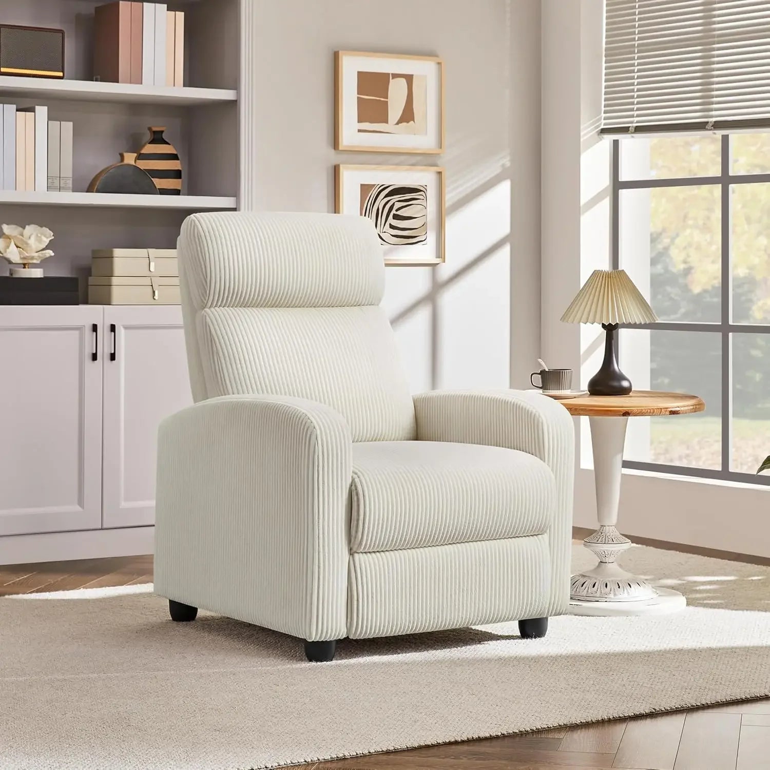 Corduroy Recliner Chair Single Sofa Home Theater Seating Adjustable Modern Reclining Chair for Living Room Bedroom Home Theater