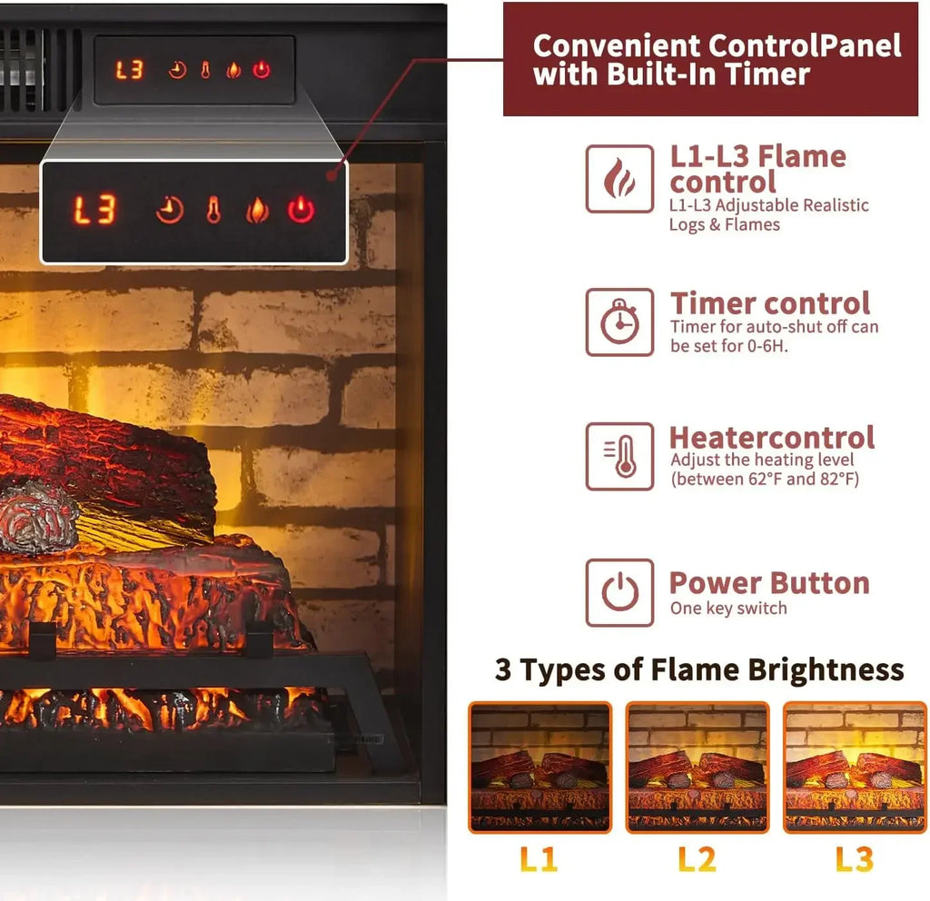 Farmhouse Electric Fireplace with Mantel, 42" Fireplace TV Stand with 23'' Freestanding Electric Fireplace Heater,Remote Control