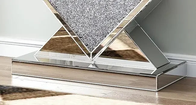 SHYFOY 47.2'' Console Table Mirrored  with Diamond Shaped Long Accent Narrow Table Sofa Table Foyer Table