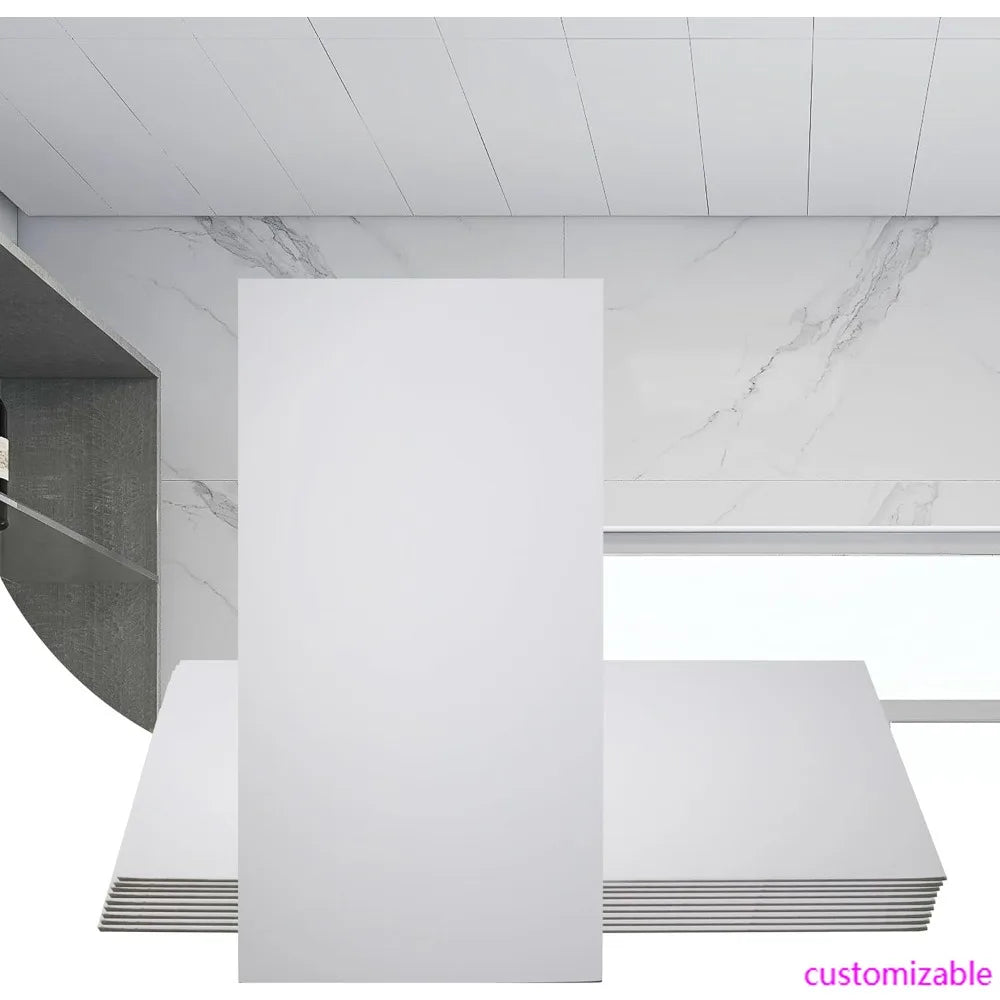 10-Piece 2ft x 4ft Ceiling Tiles - Smooth White PVC Panels, 24 x 48 Inches, 5mm Thick, Waterproof and Reusable