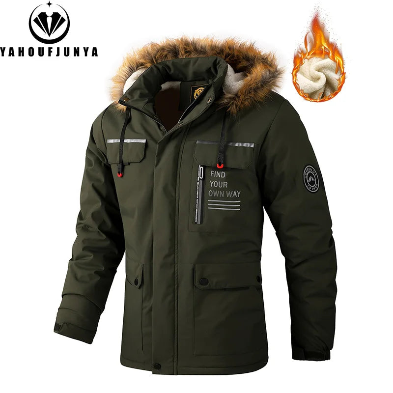 Winter Men Outwear Fleece/ Warm Removable Hooded Hiking Jacket Men/ Outdoor Windproof /Casual Fashion Jacket Coat Male Clothing