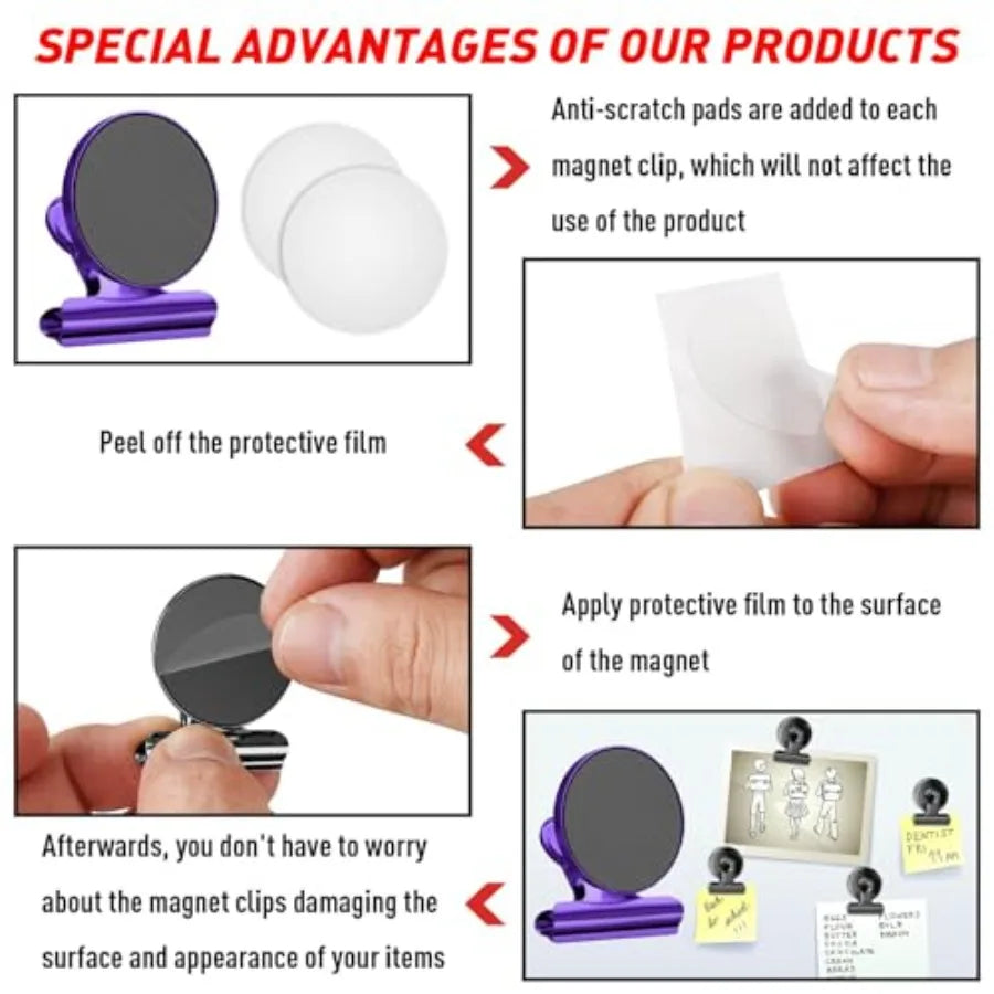 Magnetic Clips, Fridge Magnets for Picture Hanging, Heavy Duty Magnet Clips, Colorful Refrigerator Magnets for Kitchen