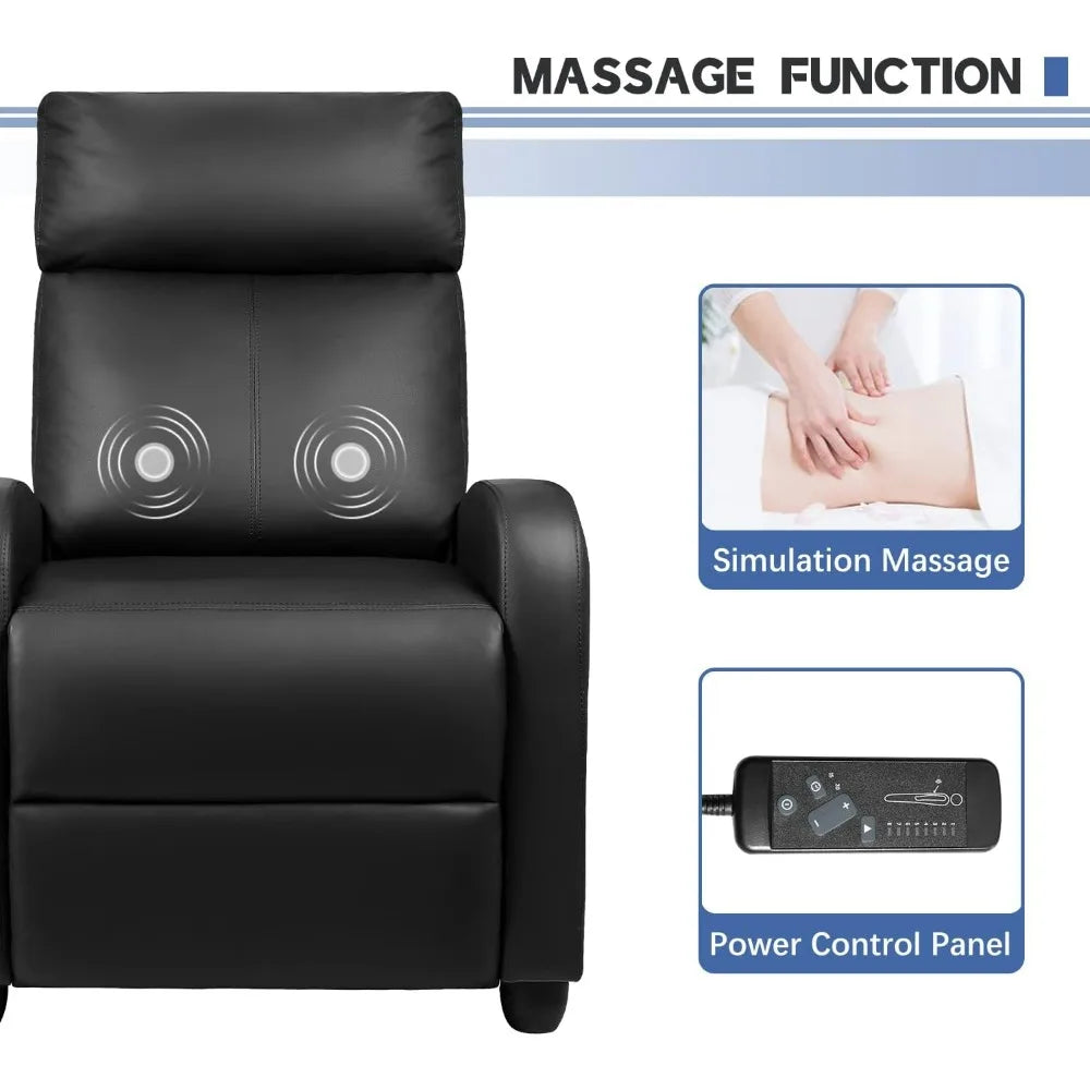 Adjustable PU Leather Massage Recliner Chair for Living Room and Home Theater