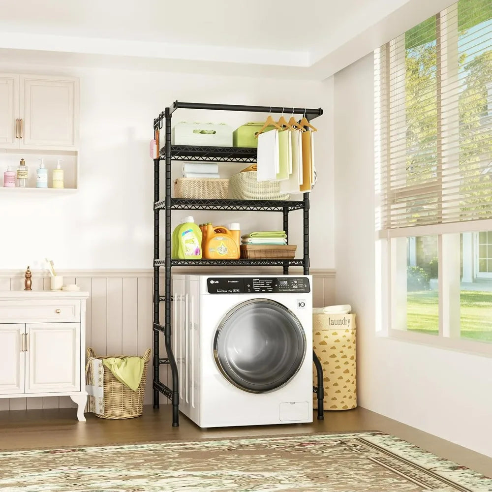 Freestanding Metal 3-Tier Laundry Room Storage Shelf for Clothes, Over Washer and Dryer Organizer