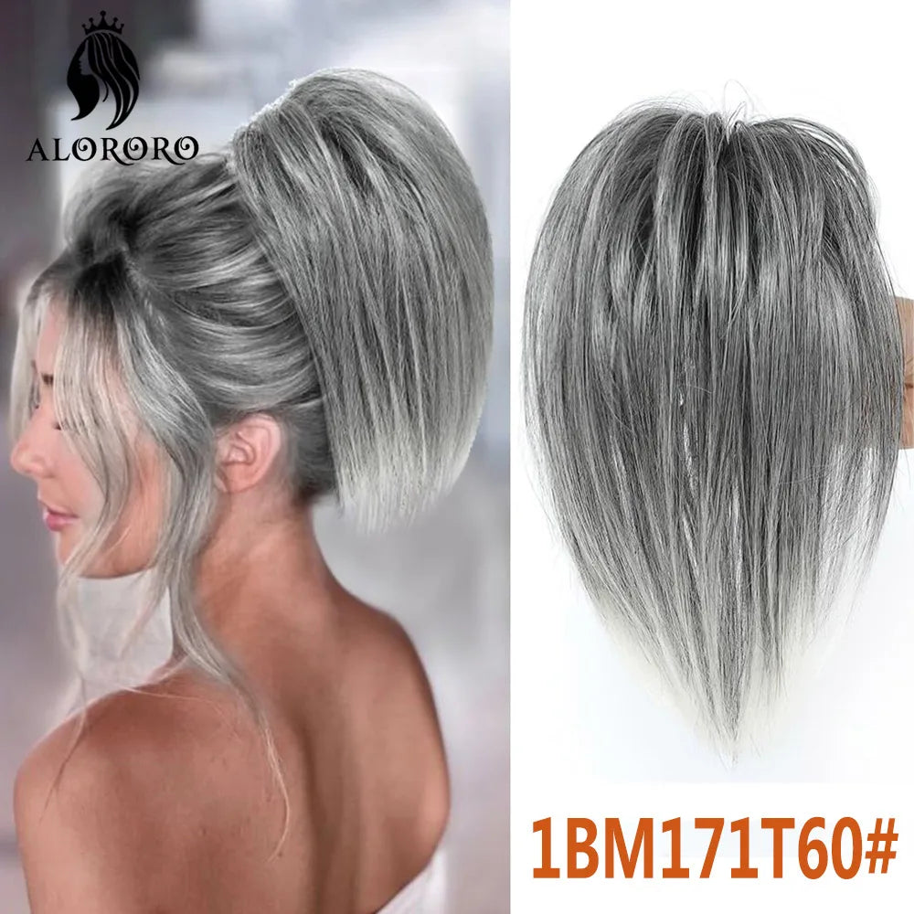 Synthetic Claw Clip Hair Bun Straight Chignon Bun Ponytail Hair Extensions Tousled Updo Hair Buns Claw Clip Ponytail Hairpice