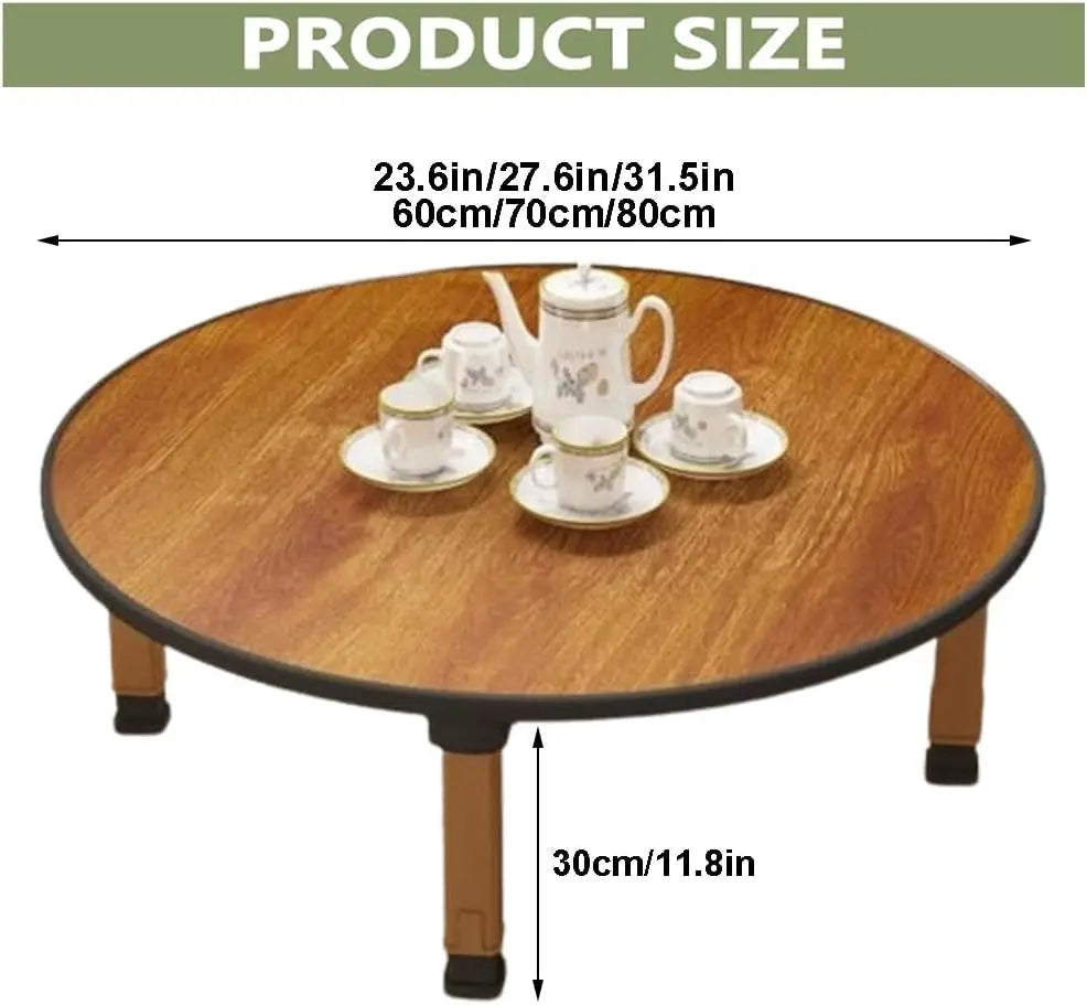 Folding Round Japanese-Style Tea/ Coffee Low Table, Foldable Dining Table, Study Table, Small Desk