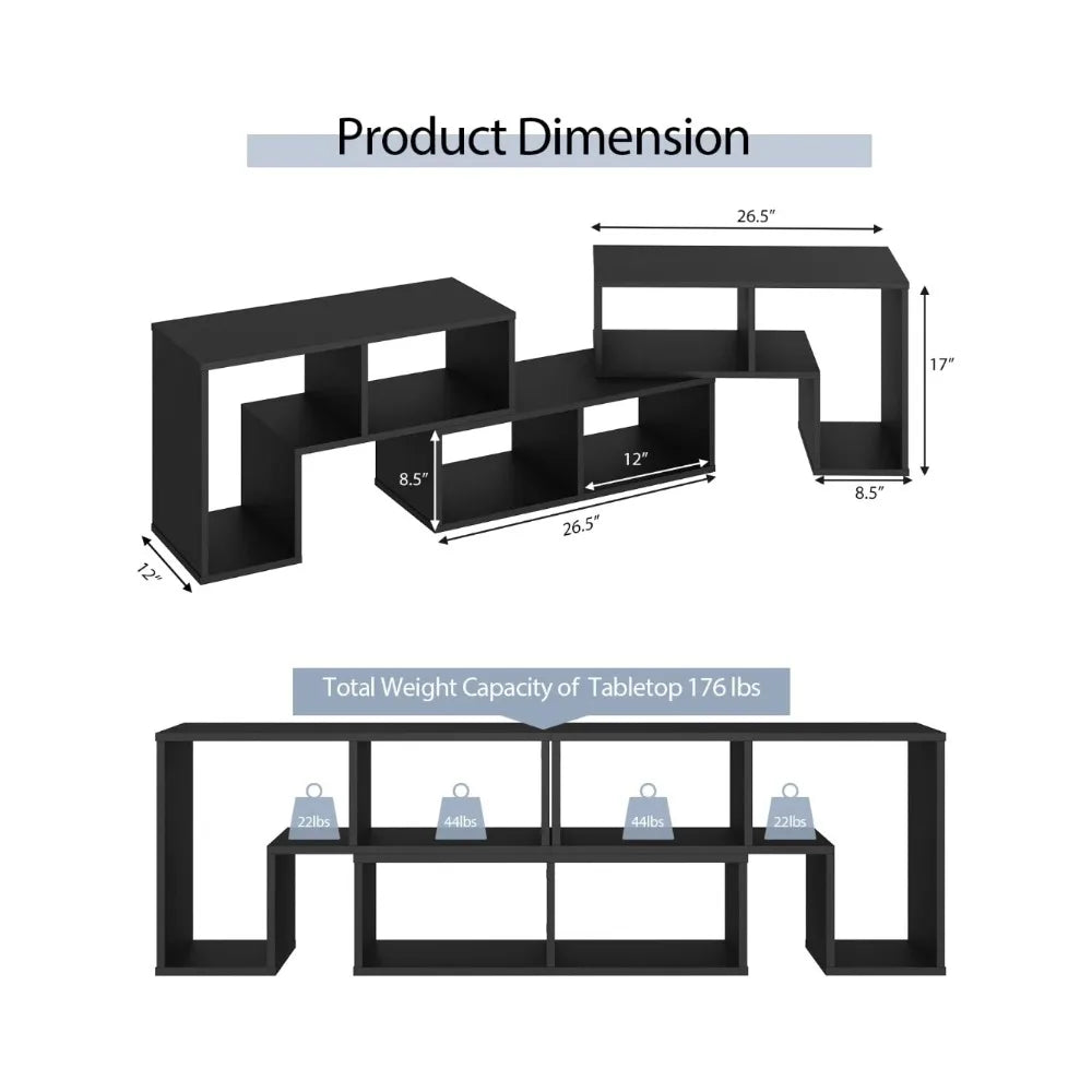 3 Piece Console TV Stand, Free-Combination Entertainment Center for 50/ 55/ 60/ 65 Inch TV, Minimalist Modern TV Media Stand