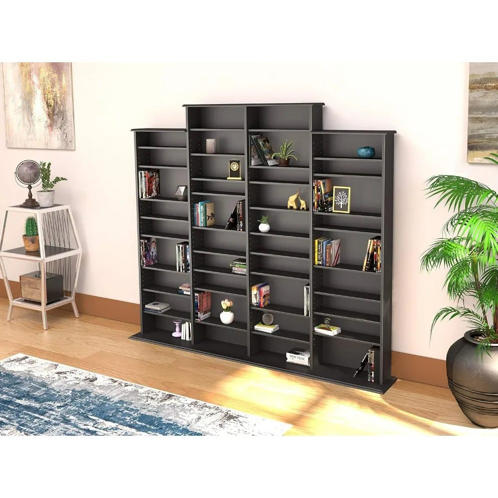 Black Tall 4-Column Media Storage Cabinet, 73.5 Wide