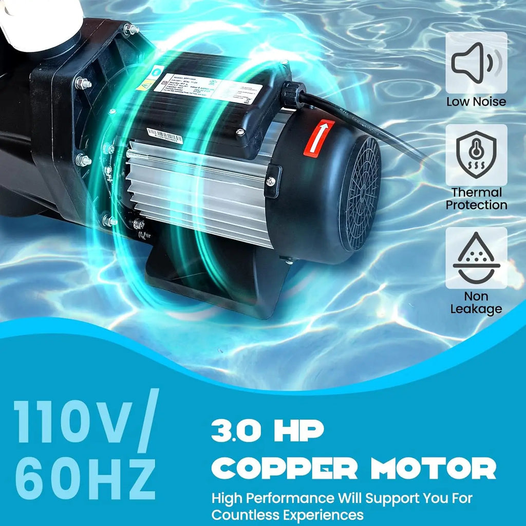 Swimming Pool Pump 3HP 110V 1100W 9000 GPH Single Speed for Above/In Ground Pool High-Flow Pool Pump with Strainer Filter Basket